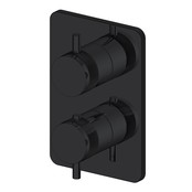 Regendoucheset Inbouw Muur Amore 25cm Rond Glans Mat Zwart met Thermostaatkraan Hoofddouche en Staafhanddouche Regendoucheset Inbouw Muur Amore 25cm Rond Glans Mat Zwart met Thermostaatkraan Hoofddouche en Staafhanddouche
