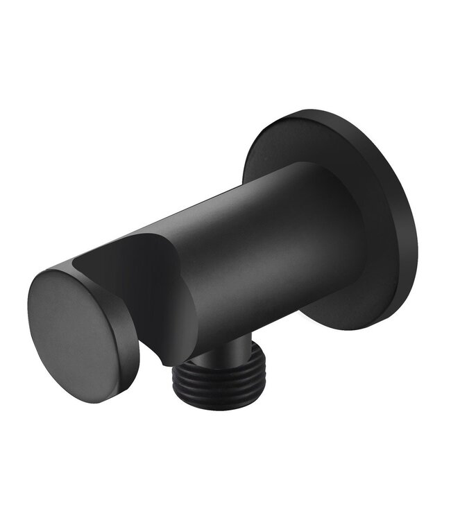 Regendoucheset Inbouw Muur Amore 25cm Rond Glans Mat Zwart met Thermostaatkraan Hoofddouche en Staafhanddouche