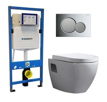 Geberit UP 320 Toiletset -Daley Sigma-01 Mat Chroom - Inbouw WC Hangtoilet Wandcloset