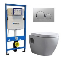Geberit UP 320 Toiletset -Daley Sigma-20 Wit Mat Chroom - Inbouw WC Hangtoilet Wandcloset