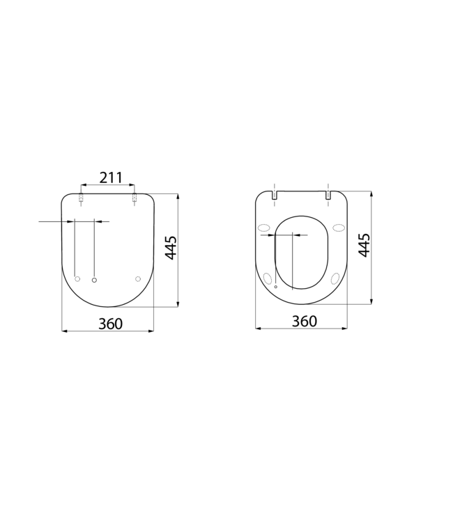 Toiletbril Aloni Mat zwart Softclose Ultra Dun 36x44cm