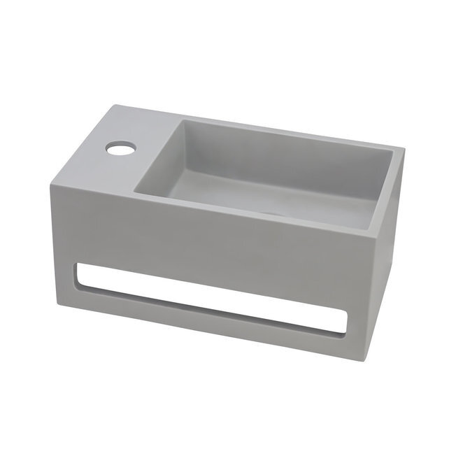 Fontein Toilet - Toiletmeubel WC Solid Surface 36x16cm - Betonlook Links