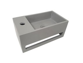 Fontein Toilet - Toiletmeubel WC Solid Surface 36x16cm - Betonlook Links