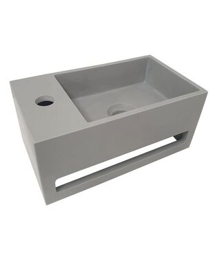 Fontein Toilet - Toiletmeubel WC Solid Surface 36x16cm - Betonlook Links