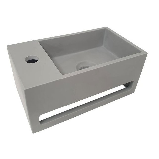 Fontein Toilet - Toiletmeubel WC Solid Surface 36x16cm - Betonlook Links