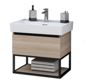Industrieel Badkamermeubel Creavit Sharp 80x47x50cm met Stalen frame en wastafel met 1 kraangat overloop Industrieel Badkamermeubel Creavit Sharp 80x47x50cm met Stalen frame en wastafel met 1 kraangat overloop