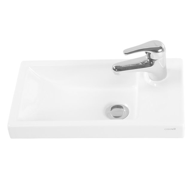 Fonteinkast Compleet Set Elma Eiken/Wit met onderkast spiegel en Keramisch Wastafel 44x54x25 cm Creavit