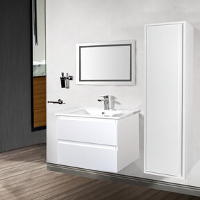 Creavit Sally Badkamermeubel 100cm Hoogglans Wit met 2 lades met Keramische Wastafel