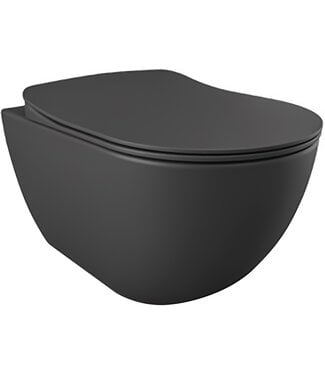 CREAVIT Creavit FE322 Randloos Hangtoilet met Bidet Mat Antraciet met softclose toiletbril 51x35,5x29cm