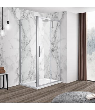 FABRIECIO Douchecabine Brescia 120x80cm Chroom Antikalk Helder Glas 6mm Veiligheidsglas Easy Clean