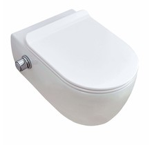 Randloos Hangtoilet met geintegreerde bidetkraan Koud 54x36cm incl. softclose toiletbril