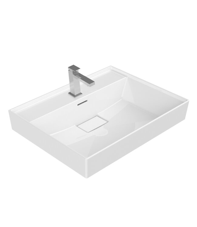 Industrieel Badkamermeubel Creavit Sharp Zwart 80x47x50cm met Stalen frame en wastafel met 1 kraangat overloop