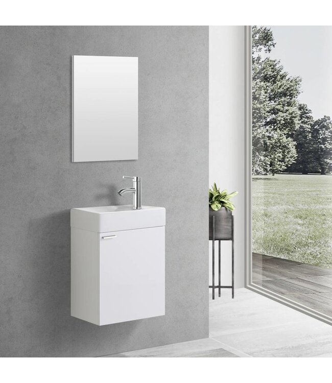 Fonteinkast Compleet set met Onderkast Wit Wastafel En de Spiegel 40x22x60cm Creavit