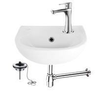 Fonteinset Bella Chroom 20x35cm compleet met toiletkraan en sifon incl. stop