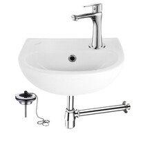 Fonteinset Bella Chroom 29x35cm compleet met toiletkraan en sifon incl. stop