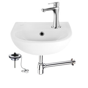 Fonteinset Bella Chroom 29x35cm compleet met toiletkraan en sifon incl. stop