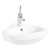 Hoekfontein WC Kwartrond 45x45x16cm Keramiek glans Wit met overloop