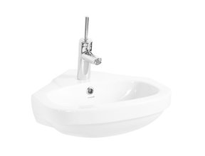Hoekfontein WC Kwartrond 45x45x16cm Keramiek glans Wit met overloop