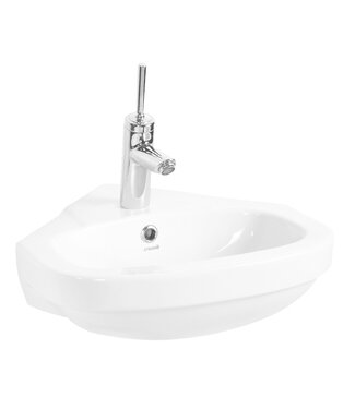 CREAVIT Hoekfontein WC Kwartrond 45x45x16cm Keramiek glans Wit met overloop
