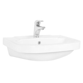 Fonteintje Bella 56x45x16cm keramiek hoogglans wit met kraangat en overloop