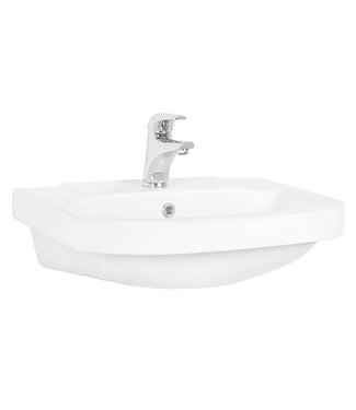 CREAVIT Fonteintje Bella 56x45x16cm keramiek hoogglans wit met kraangat en overloop