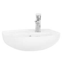 Fonteintje Bella 45x30cm Halfrond keramiek hoogglans wit met overloop en kraangat