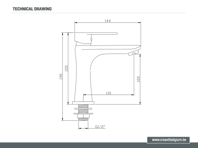 Fonteinkraan Bella Laag Glans Chroom 16cm Koudwaterkraan