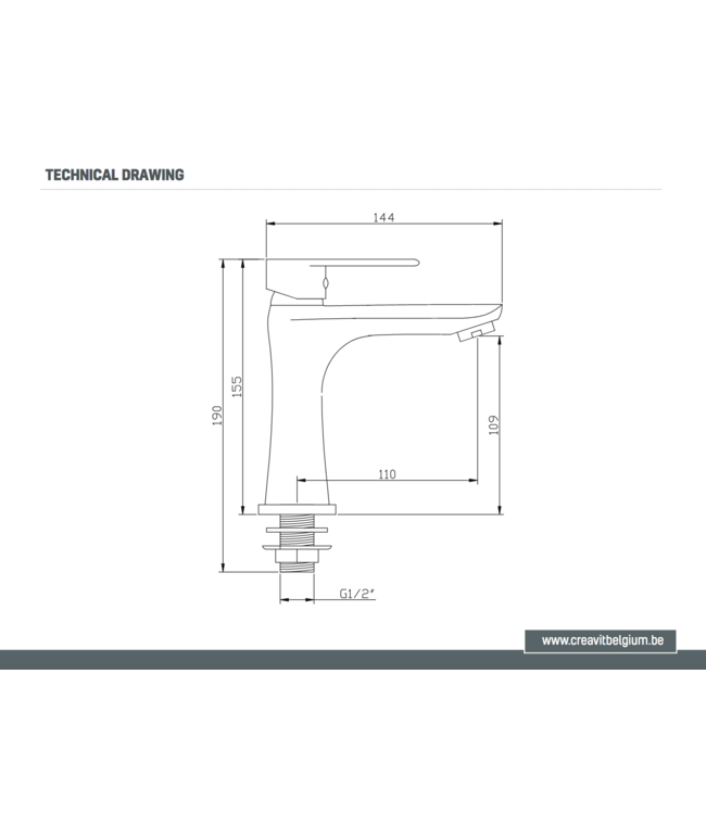 Fonteinkraan Bella Laag Glans Chroom 16cm Koudwaterkraan