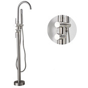 Badkraan Vrijstaand Ferrara Lux RVS Geborsteld Mengkraan Rond 1 Greeps met Handdouche Badkraan Vrijstaand Ferrara Lux RVS Geborsteld Mengkraan Rond 1 Greeps met Handdouche