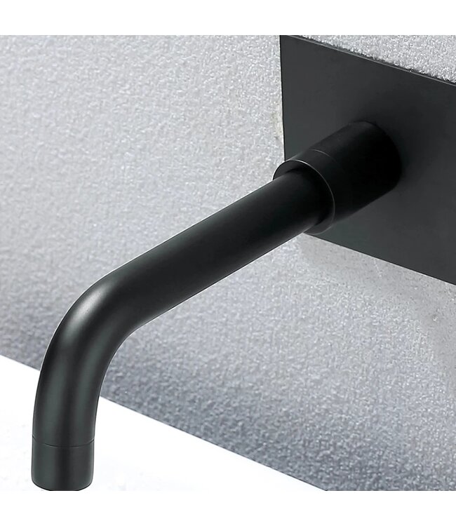 SANI-SUPPLY Wastafelkraan inbouw Roma Zwart Mat Wandkraan Rond 2-gats met muurplaat