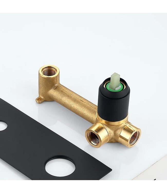 SANI-SUPPLY Wastafelkraan inbouw Roma Zwart Mat Wandkraan Rond 2-gats met muurplaat