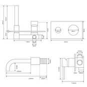 Wastafelkraan inbouw Roma Zwart Mat Wandkraan Rond 2-gats met muurplaat