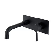 Wastafelkraan inbouw Roma Zwart Mat Wandkraan Rond 2-gats met muurplaat