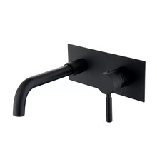 Wastafelkraan inbouw Roma Zwart Mat Wandkraan Rond 2-gats met muurplaat