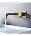 Wastafelkraan inbouw Vanity Geborsteld Goud Wandkraan Rond 2-gats met muurplaat