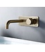 Wastafelkraan inbouw Vanity Geborsteld Goud Wandkraan Rond 2-gats met muurplaat