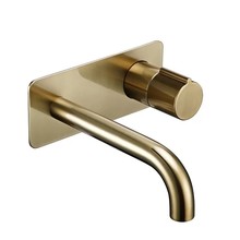 Wastafelkraan inbouw Vanity Geborsteld Goud Wandkraan Rond 2-gats met muurplaat