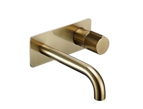 Wastafelkraan inbouw Vanity Geborsteld Goud Wandkraan Rond 2-gats met muurplaat