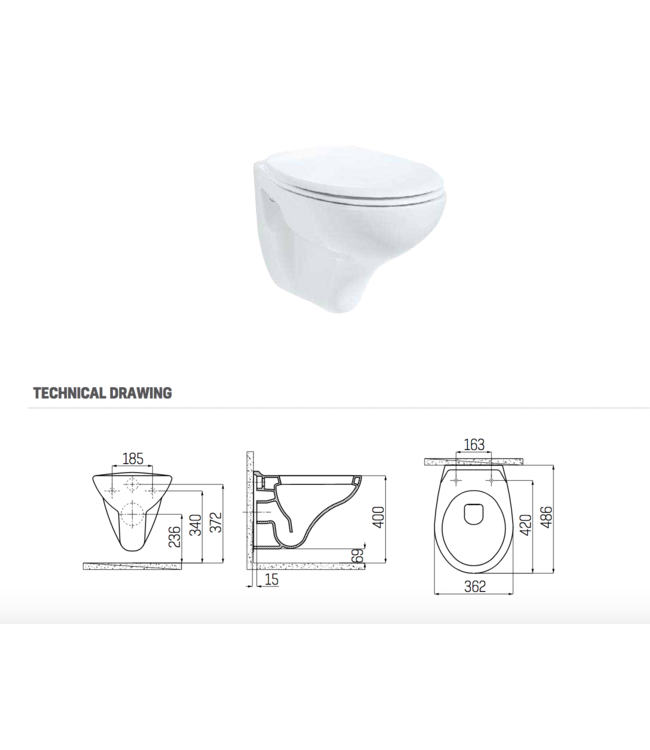 CREAVIT Actie Hangtoilet Creavit Basic met spoelrand incl. toiletbril softclose