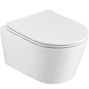 Hangend Toilet Easy Flush Compact 36x48x25 cm Rimfree incl. Slim Flatline Softclose Zitting