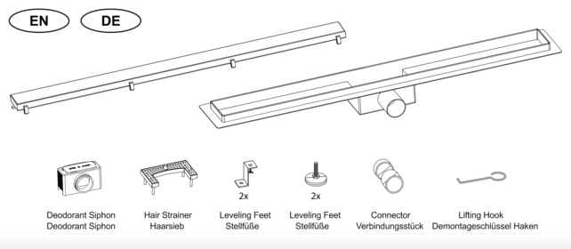 Douchegoot Aloni Geborsteld koper 60x7cm compleet