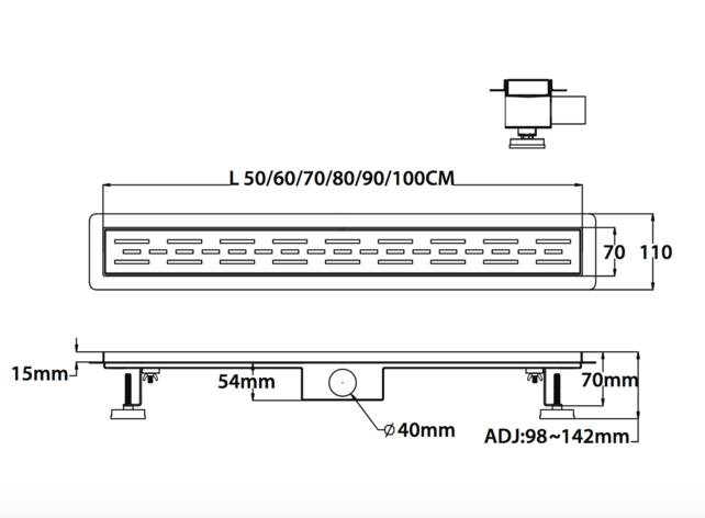 Douchegoot Aloni Geborsteld koper 70x7cm compleet