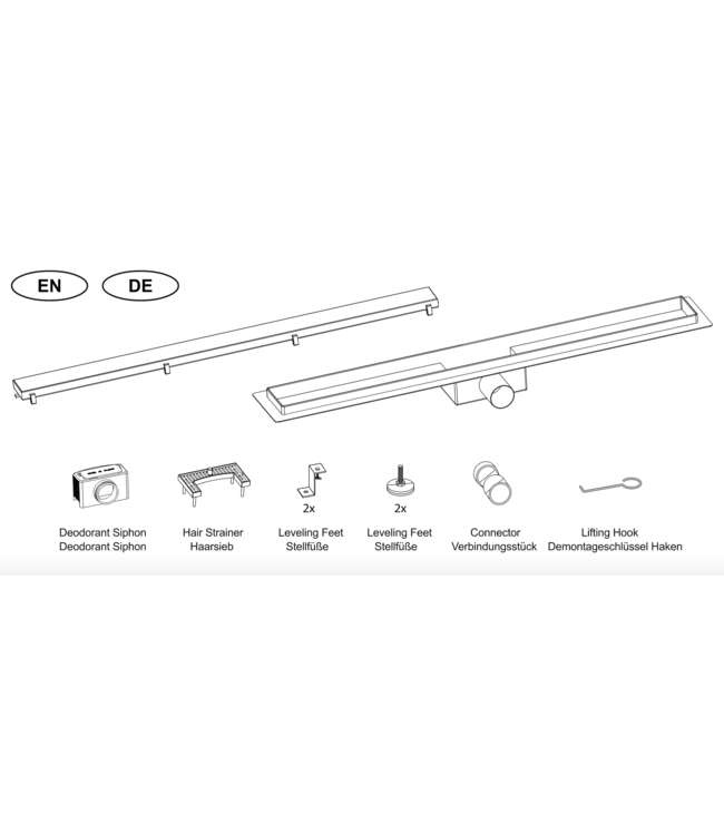 Douchegoot Aloni Geborsteld goud 80x7cm compleet