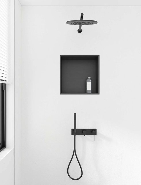 Nisjes badkamer Mat Zwart 30x30x10cm Inbouwnis Douche