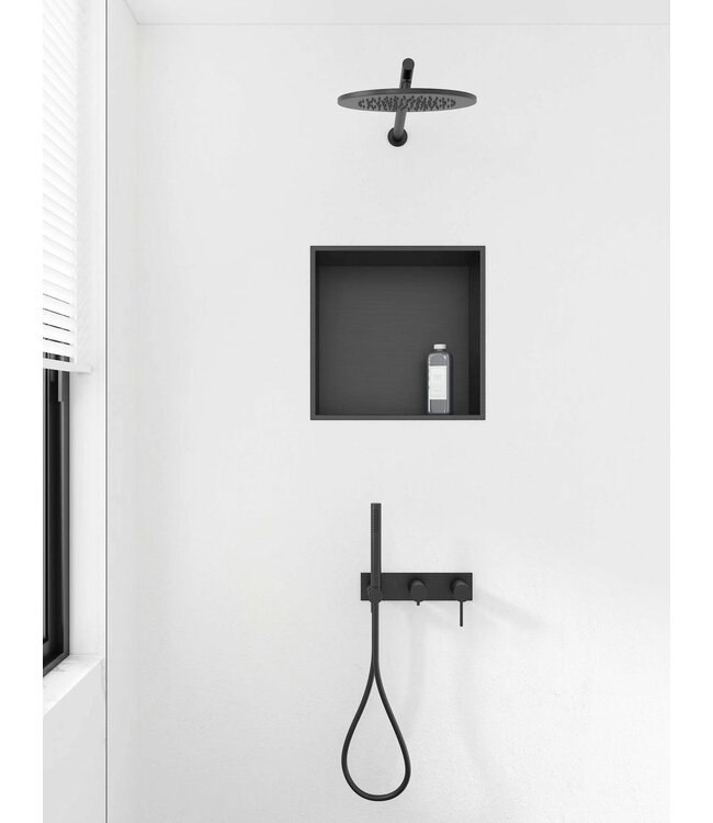 ALONI Nisjes badkamer Mat Zwart 30x30x10cm Inbouwnis Douche