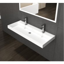 Wastafel Pearl 120x47x8 cm Solid Surface enkele wasbak met twee kraangaten