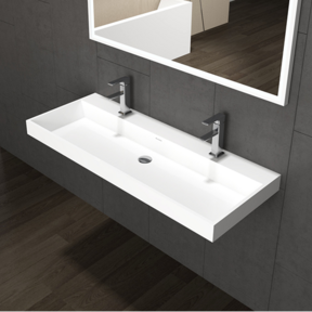 Wastafel Pearl 120x47x8 cm Solid Surface enkele wasbak zonder kraangat