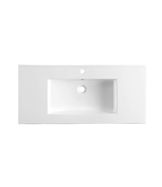 Keramische Wastafel Sally 80x45x2cm Wit met kraangat en overloop
