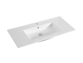 Keramische Wastafel Sally 80x45x2cm Wit met kraangat en overloop