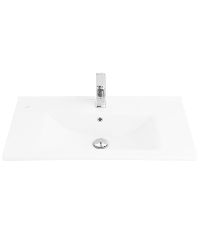 Keramische Wastafel Sally 80x45x2cm Wit met kraangat en overloop